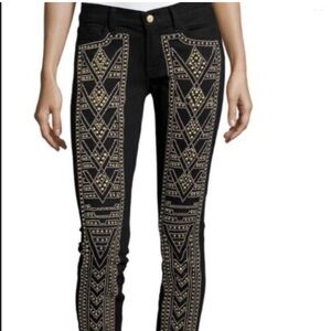 NWOT 7 For All Mankind Black and Gold Studded Skinny Jeans size 31